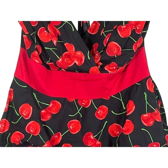 Torrid Dress 12 Black Skater Cherry Retro Pinup Fairy Goth Whimsical Punk - Picture 5 of 16